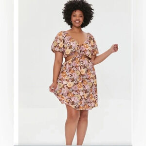 Forever 21 Floral Cutout Mini Dress
